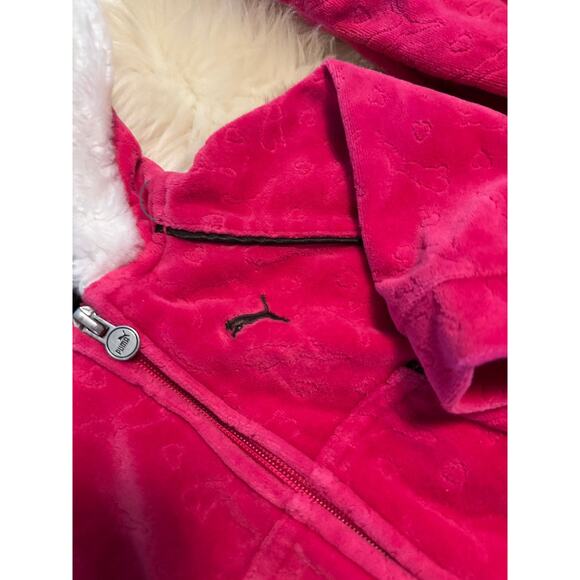 Puma Velour Warm Up Hoodie and Pants Suit Sweatsuit – Hot Pink – 3-6m - Picture 3 of 4